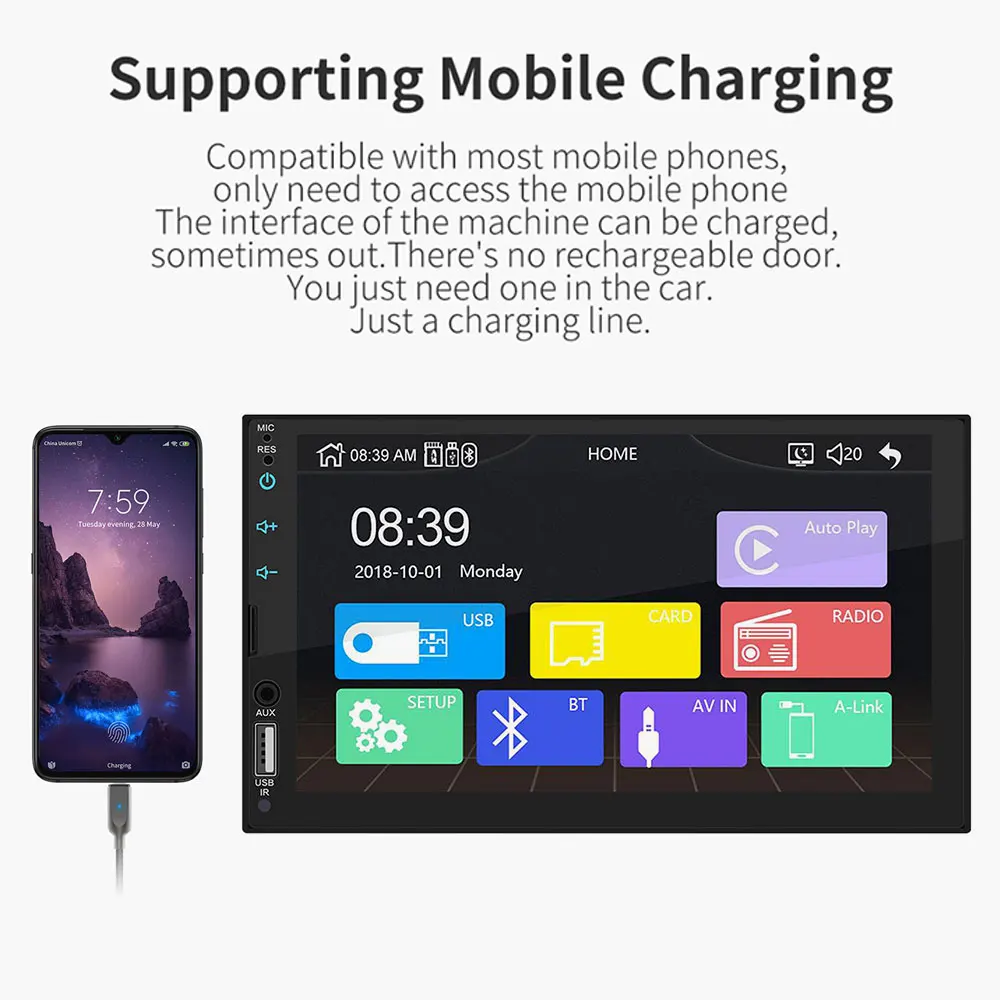 FM/USB/AUX Автомобильный Bluetooth MP5 FM 2DIN Авто MP5 плеер для музыки для Android/Apple Прямая