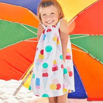 

Children's elegant dress for girls princess dress платье для Toddler Kids Baby Girls Cartoon Ice-Cream Printed Casual Clothes H4