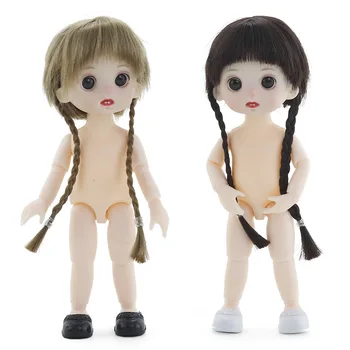 

1/12 16cm 13 Movable Jointed Dolls Toys Mini Girl Head with Hair Baby Doll DIY Naked Nude ob11 bjd Body Dolls Toy for Girls Gift