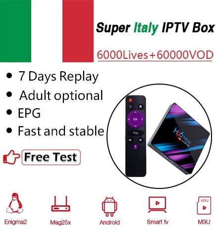 H96MAX Android 9,0 RK3318 ТВ коробка + супер iptv Италия Германия Albanian Европа Великобритания взрослый IP ТВ m3u 4K HD 4G64G двойной Wifi телеприставка