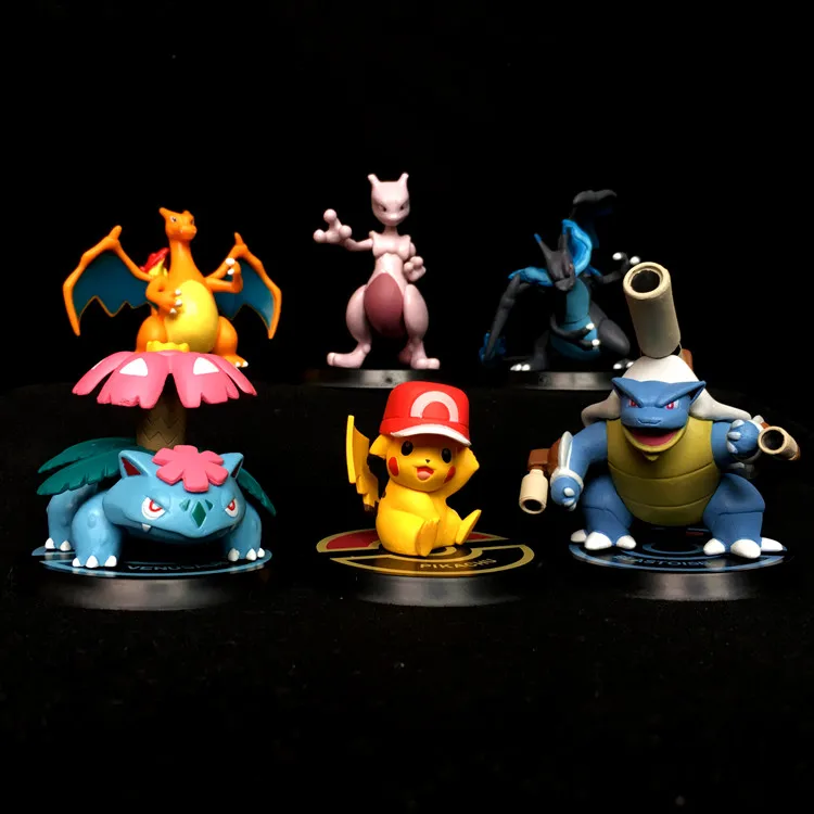 6 шт./компл. Takara Tomy Pokemon Pikachu игрушки Фигурки Venusaur Charizard Mewtwo Blastoise куклы для мальчика
