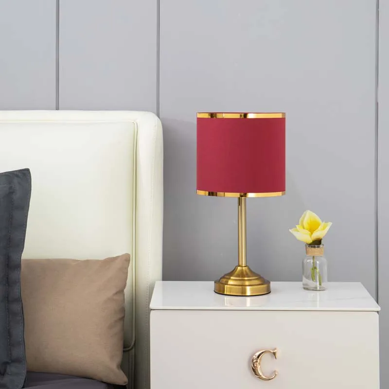 

Modern Fabric Table Lamps Bedroom Study Metal Lamp Bedside Living Room Light Fixtures Desk Lights Indoor Lighting Home Decor Led