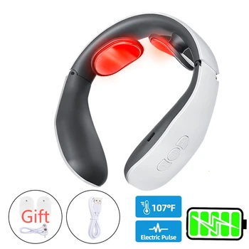 

Intelligent Neck Massager with Heat Cordless Electric Pulse Neck Massager Cervical Traction Therapy Pain Relief Stimulator