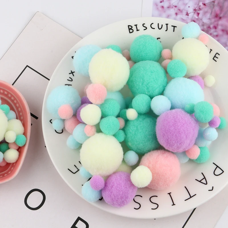 2000pcs Macaron Pompoms Balls 10/15/20/25/30mm Mini Fluffy Soft Pom Poms Handmade Toys Wedding Decor DIY Sewing Craft Supplies
