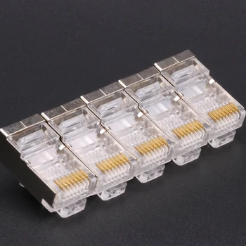 

100pcs Shielded RJ45 Connector, Pure Copper 8p8c Contacts with CAT.5/5E/6 for options, RJ45 Network Modular Connecto