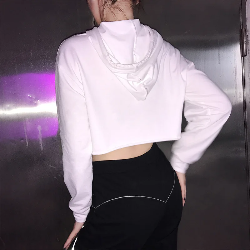  Chinese Style Dragon Print Cropped Hoodie Sweatshirt Streetwear Pullover Loose Autumn Hoodies Women