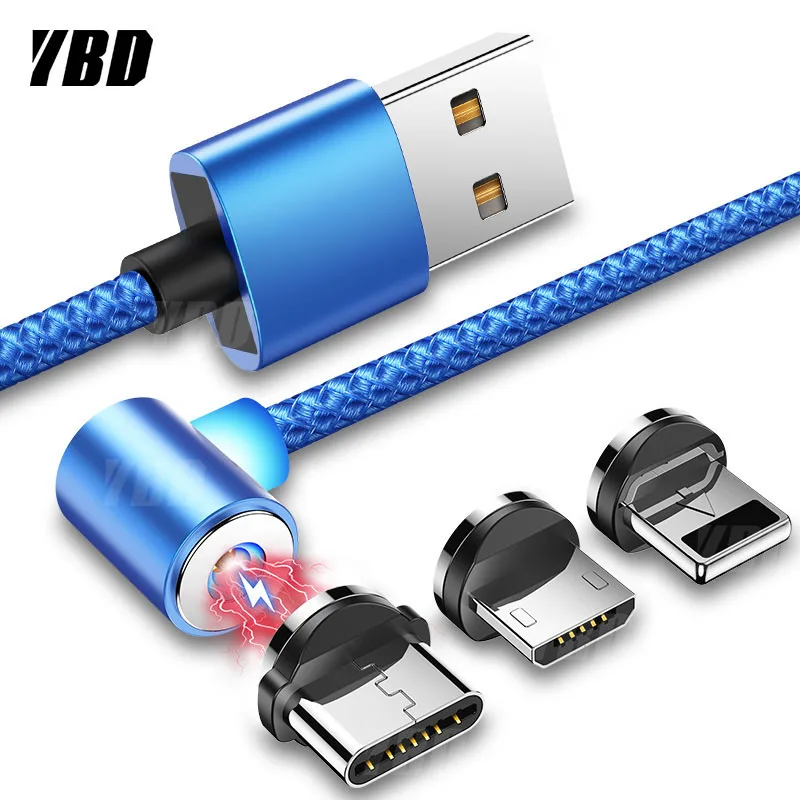 

YBD 2M 1M L-TYPE Magnetic Charge Cable Micro USB Type C Cable for iPhone to USB Cord For iPhone Magnet Charger Wire For iPhone X
