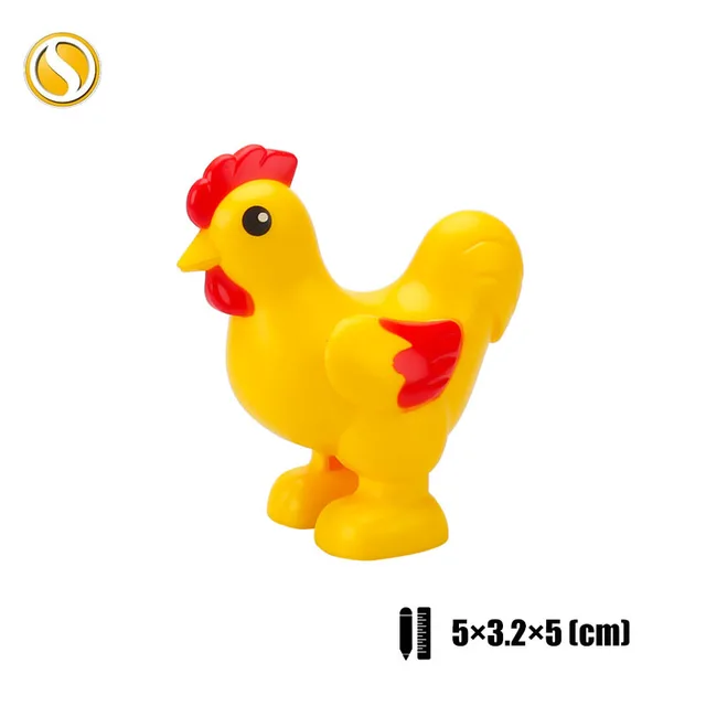 Original Big Size Assemble Building Blocks Accessory Toys For Children Compatible Big Size Animals Sets Zoo Bricks Baby Gifts Yellow chicken