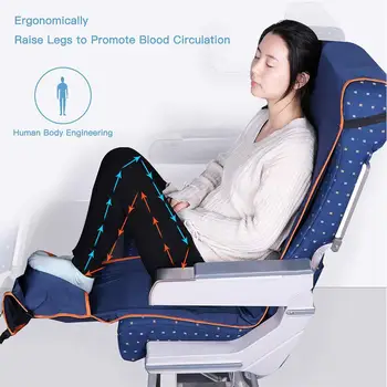 

Height Adjustable Footrest Hammock with Inflatable Pillow Seat Cover for Planes Trains Buses