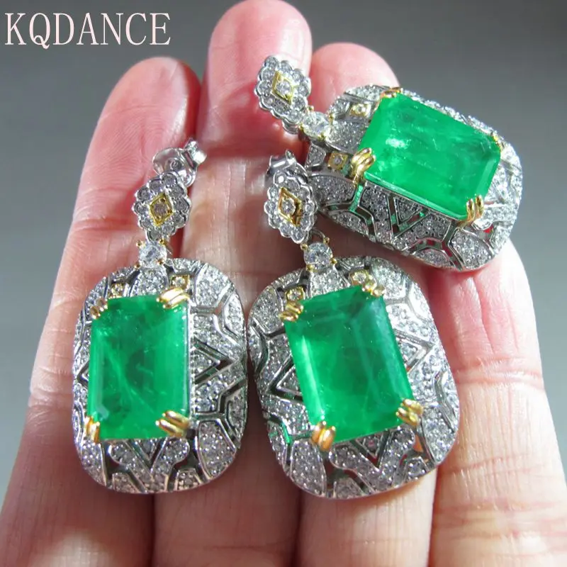 PROD 1005001798428366 100% 925 sterling silver Created Gemstone Ruby
Emerald Long Drop Earrings Pendant without necklace Chain Jewelry Sets
For women