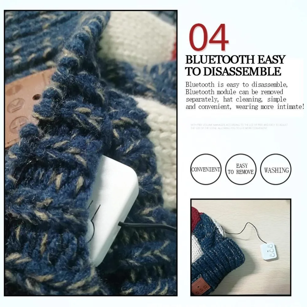 Bluetooth беспроводная умная Шапка-бини, громкая связь, музыка, динамик, Рождественская шапка, унисекс, зимняя шапка, шапки в стиле хип-хоп