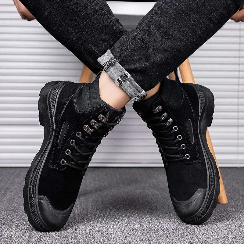 

Autumn New Style Martin Boots 2019 England Mid-top Men Casual Boots Grained Pig Skin Retro Worker Boot Fashion Man Boots