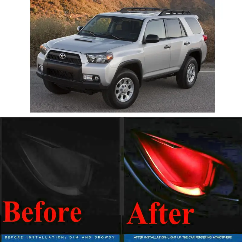 

4pc CF style stickers on cars interior inside door handle atmosphere lamp for toyota chr gt86 mirai mr2 Yaris 4 RUNNER AYGO
