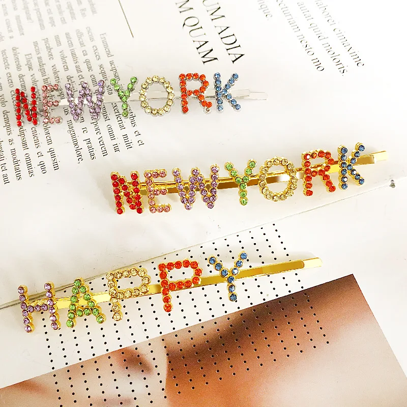 1 шт., заколки для волос HAPPY/NEWYORK/SORRY с буквами, BB заколки для волос, металлические заколки, головные уборы, инструменты для укладки волос, аксессуары для женщин, девочек