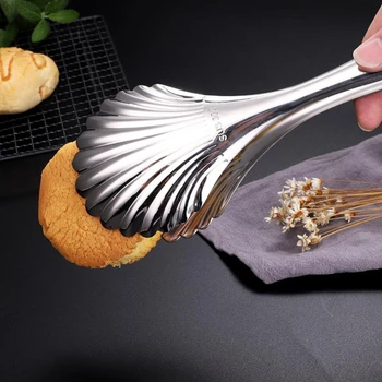 

Multifunction BBQ Tong Salad Food Clip Grill Tools Stainless Steel Barbecue Kitchen Tools Scallop Shape Home Kitchen Accessories