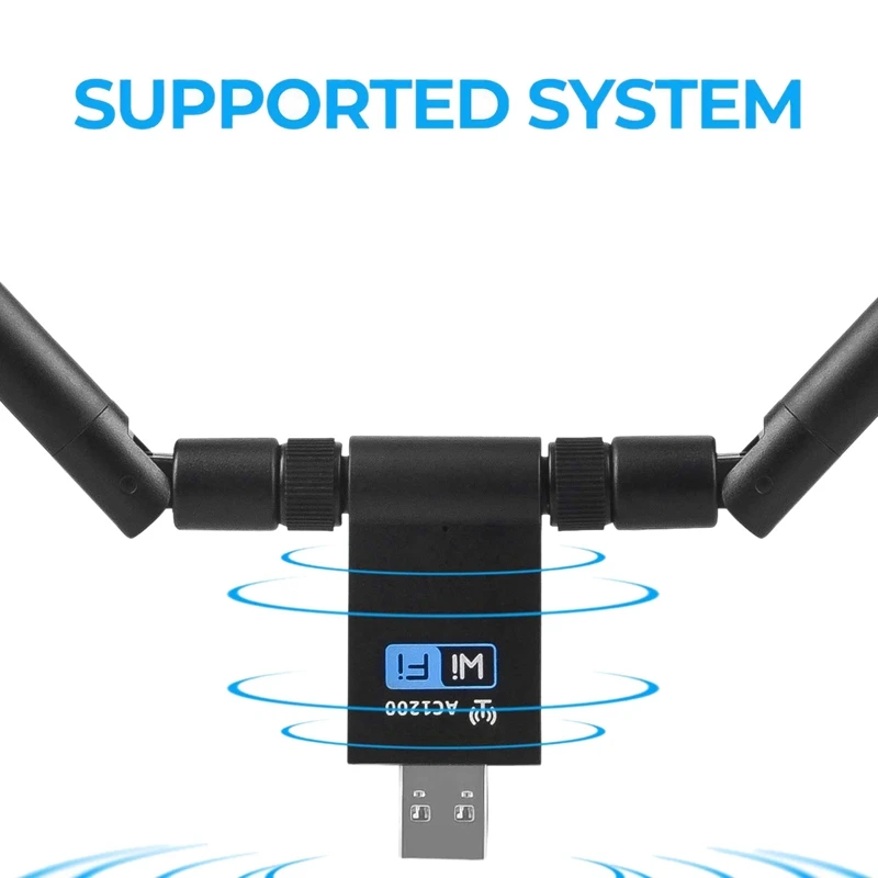USB WiFi адаптер беспроводной сетевой адаптер, 1200 Мбит/с двухдиапазонный 2,4 ГГц/300 Мбит/с 5 ГГц/867 Мбит/с высоким коэффициентом усиления двойной 5 дБи антенны сети Wi-Fi