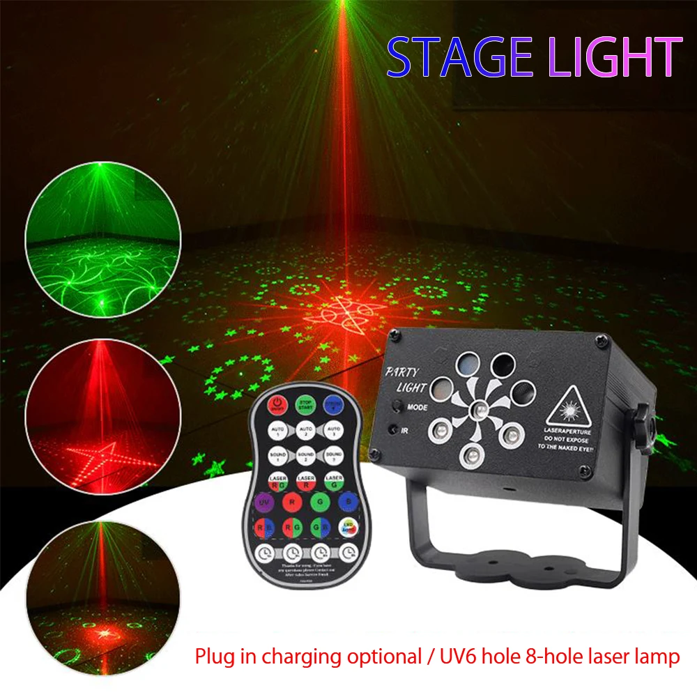 Mini RGB Disco Light USB Rechargeable 240 Patterns Lighting DJ LED Laser Stage Projector Wedding Birthday Party Club Lamp Lights afbeelding