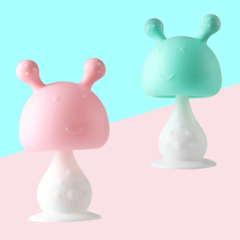 

1Pc Newborn Handbell Teething Toy Baby Cartoon Molar Tool With Rattles Cute Multicolors Portable Silicone Infant Teether Toys