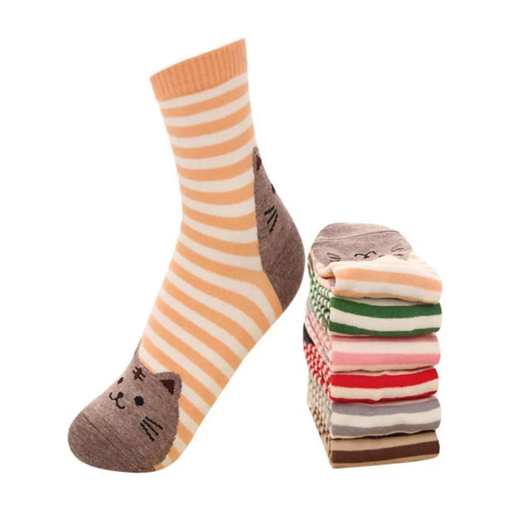 1 пара, милые женские носки, хлопковые удобные женские зимние носки с принтом животных, skarpetki damskie, забавные носки