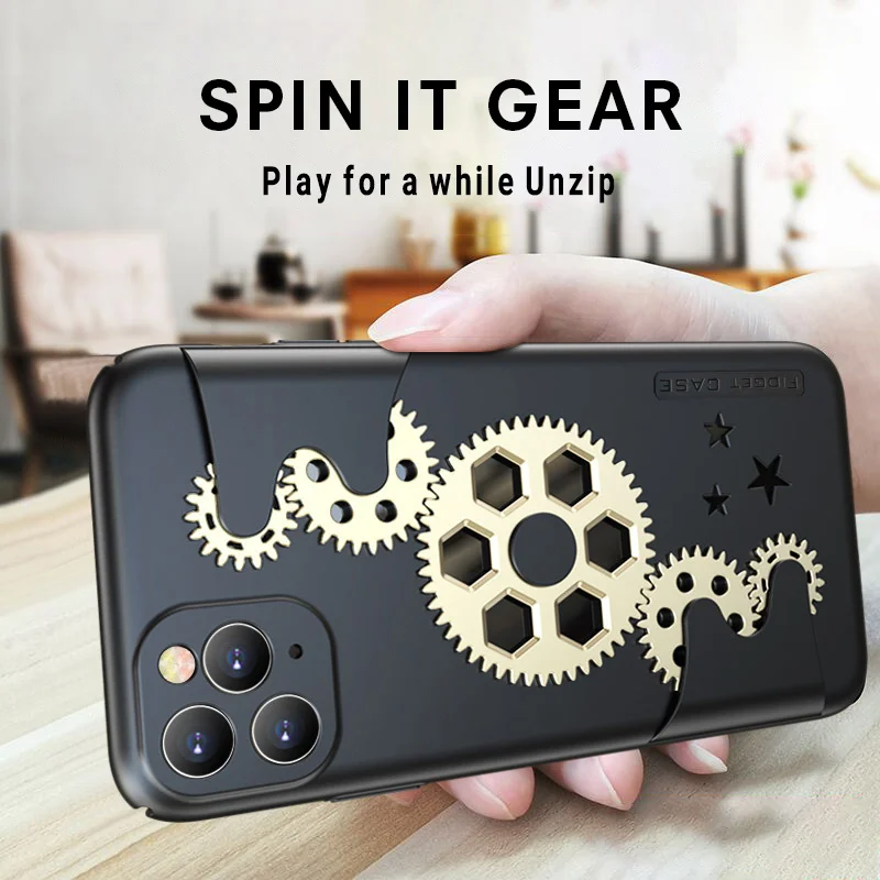 Creativity Mechanic gear rotation Decompression Phone Case For iPhone 11 Pro Max XR XS X 7 8 Plus SE 2 2020 luxury Hard PC Cover |