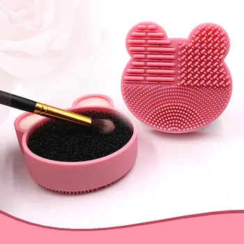 

Lovely Brush Cleaner Washing Brush Pad Cleaning Mat Makeup Brush Cleaner Universal Make up Tool Scrubber Box