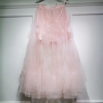 

DEAT 2020 new spring and summer multilayer mesh high waist ruffles floor length sweet girl's vacation skirt WL00211L