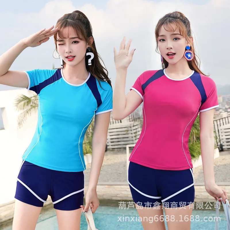 

2019 New Style Swimwear Europe And America Split Type Large Size Boxer Short Athletic Conservative Slimming Belly Covering Hot S