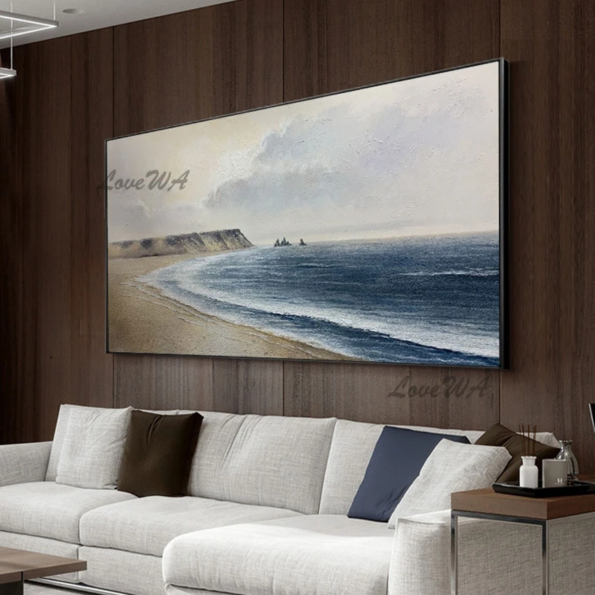 

No Framed Contemporary Canvas Art Wall The Sea Beach Landscape Oil Painting Picture For Restaurant Home Decoration Dropshipping