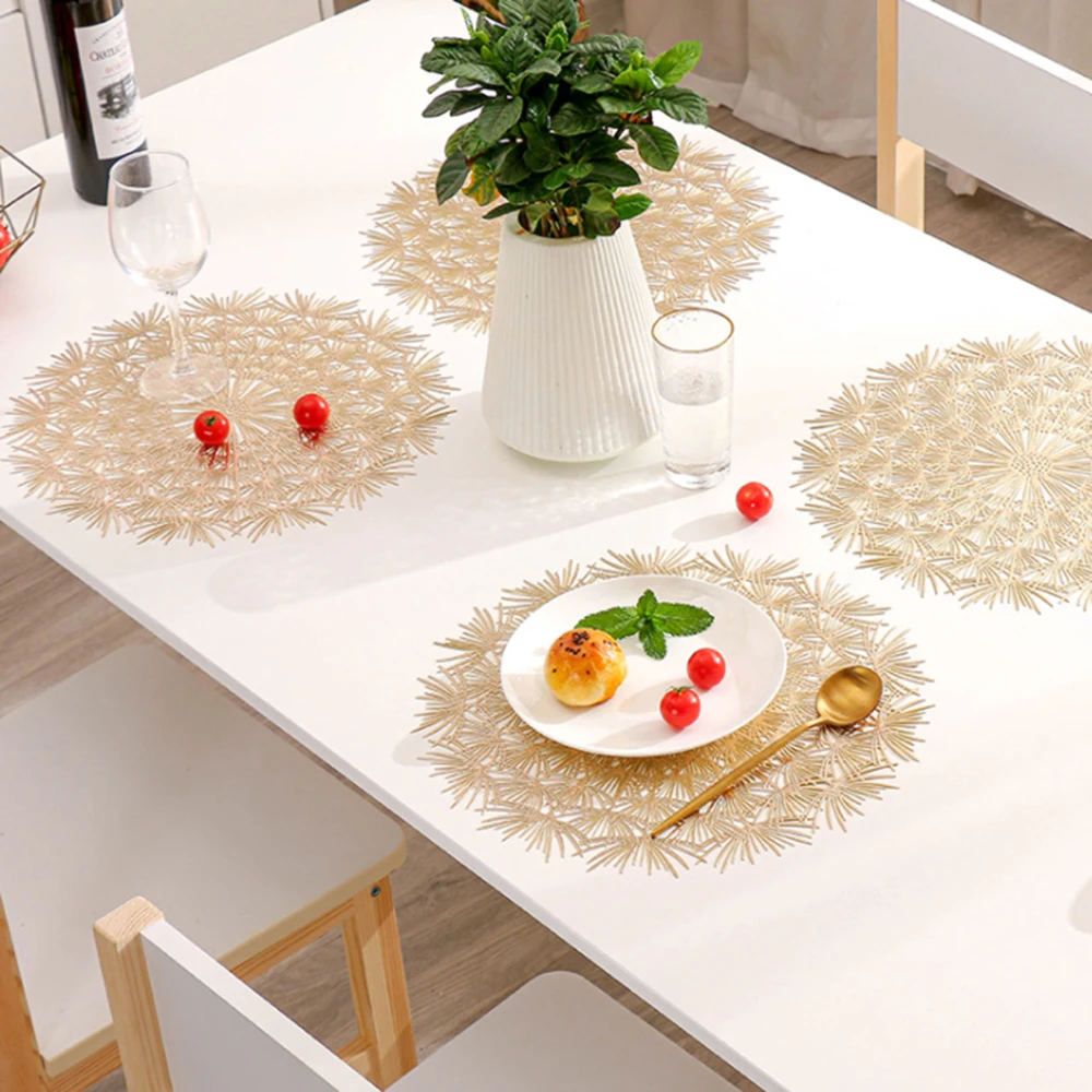 

PVC Dandelion Hollow Non-Slip Kitchen Placemat Coaster Insulation Pad Dish Coffee Table Mat Home Decor Easy To Clean Practical