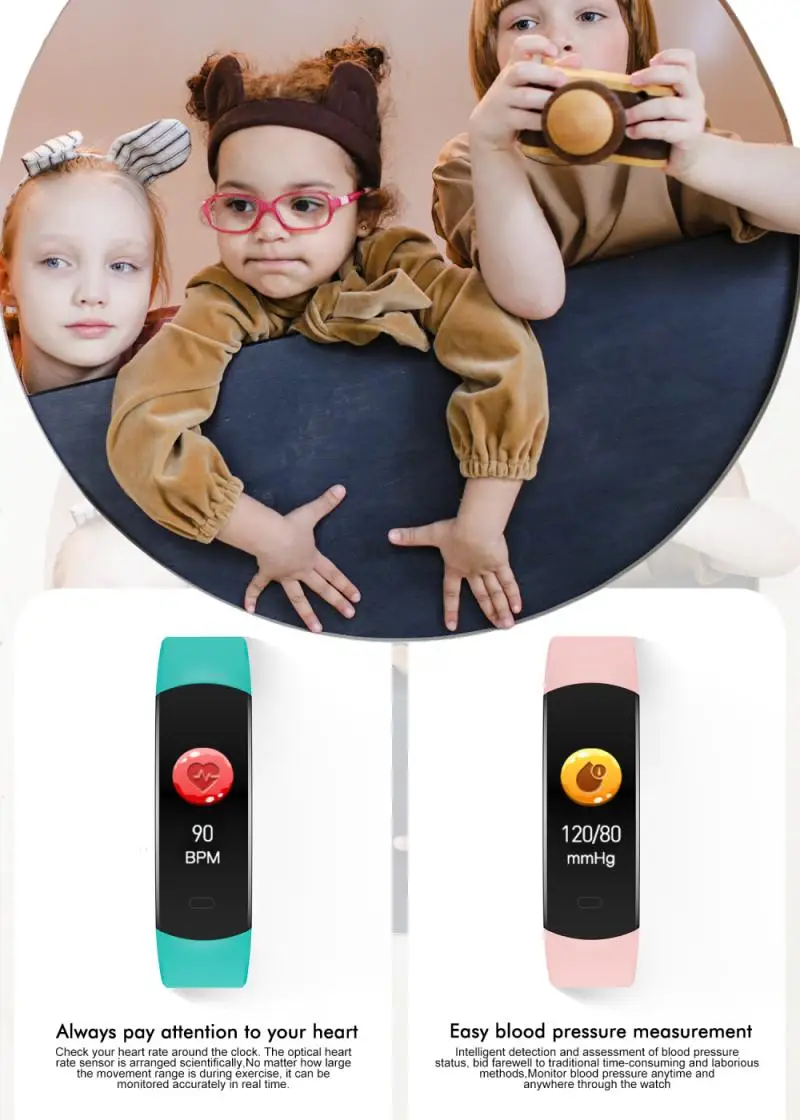 2021 New Children's Smart Bracelet Heart Rate Sleep Monitoring Youth Bluetooth-compatible Smart Watch Wearable Devices Wristband