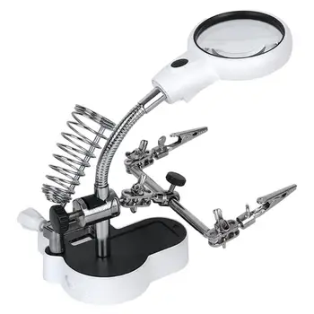 

Multi-functional Magnifying Glass Metal ABS Acrylic Optical Lenses with Auxiliary Clip Soldering Iron Magnifier 200X170X150mm