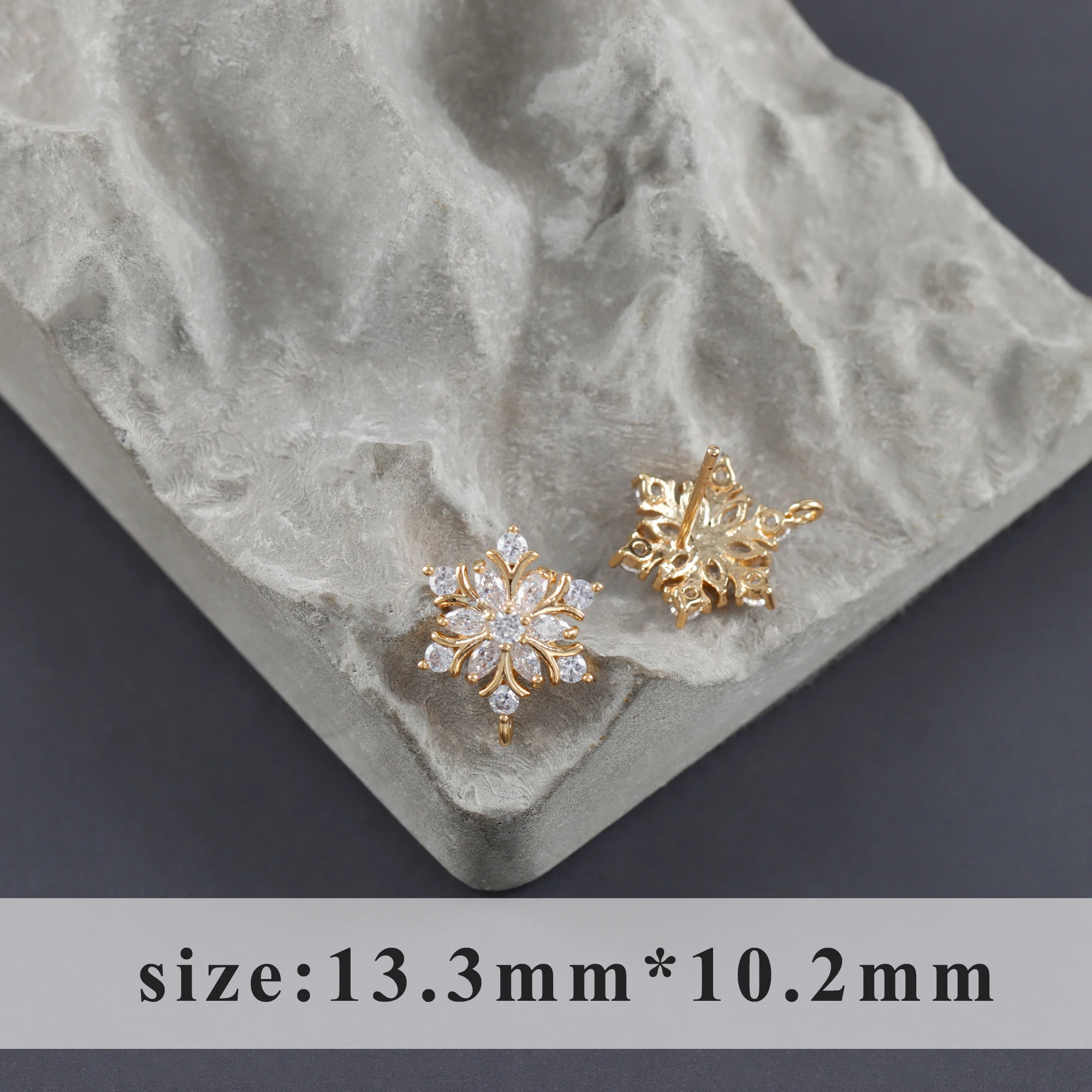 GUFEATHER M1120, 보석 액세서리, 18k 금 도금, 구리, 지르콘, REACH 통과, 니켈 프리, 꽃 모양, 매력, diy 귀걸이, 6 개/몫