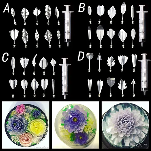 Fiori in acciaio inossidabile, foglie 3D, strumenti per l'arte della
