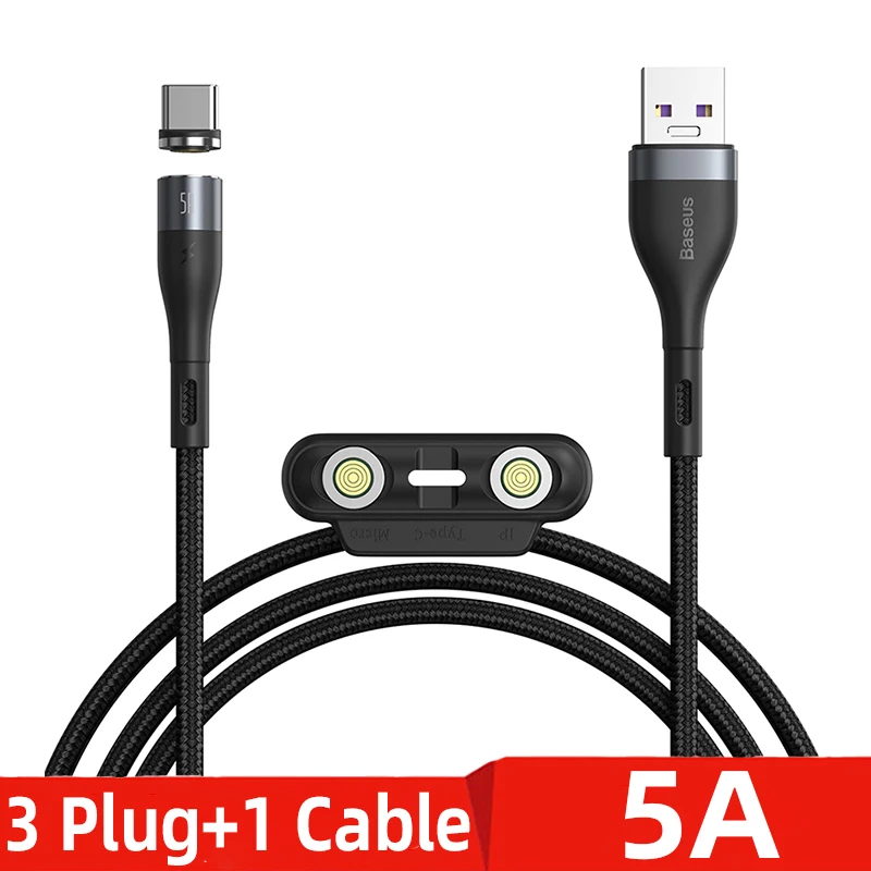 hdmi to phone Baseus Magnetic USB Cable For iPhone Samsung Huawei Fast Charging Magnet Charger USB Type C Cable Mobile Phone Micro Cord Wire iphone to tv cable Cables