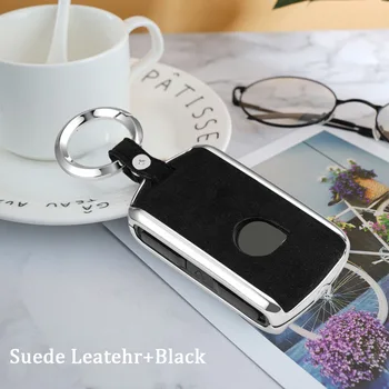 

All-round Protection Car key case Bag fob For volvo xc90 2017 s90L t5 t6 2015 2016 t8 s90 2018 XC60 4 Buttons Suede Leather Pad