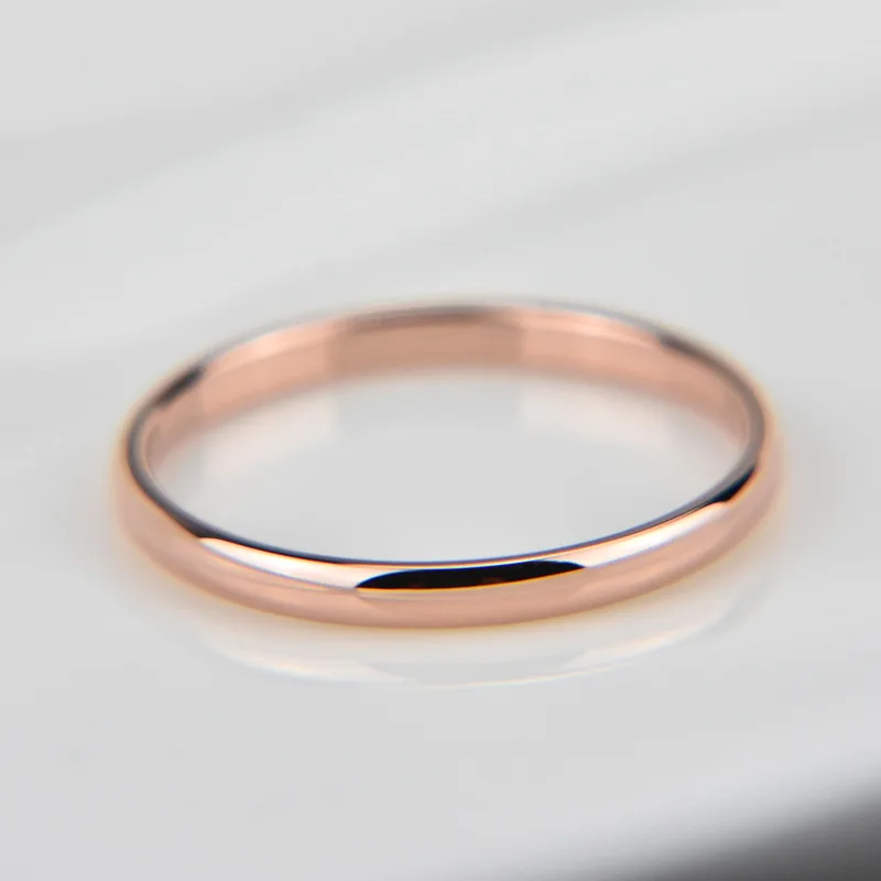 2mm Stainless Steel Thin Ring Rose Gold Black For Women Men Minimalist Jewelry Party Simple Fashion Gift Size 3 To 10 5