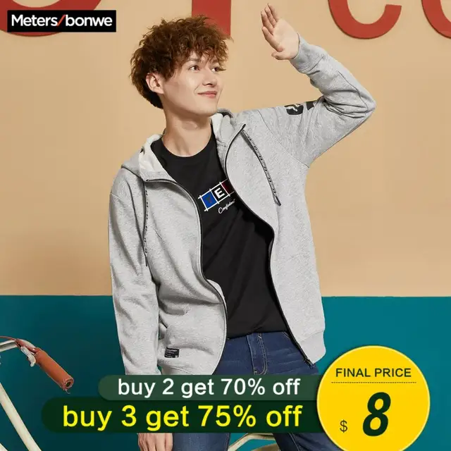 US $34.79 Metersbonwe Autumn Winter Basic Hoodies Jacket Male Hooded Cardigans Men High Quality Fashion Mens 