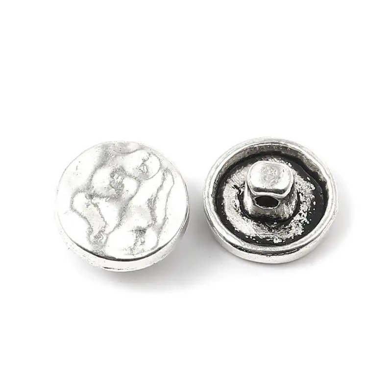 DoreenBeads Zinc Alloy Metal Hammered Shank Buttons Round Antique