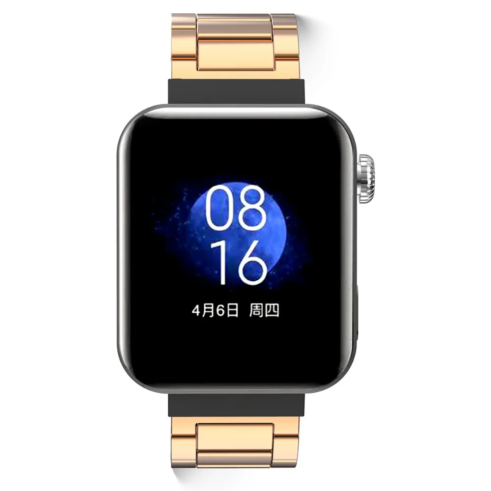 18 мм металлический ремешок из нержавеющей стали для часов, браслет для Xiaomi Mi, аксессуары для умных часов, черный, серебристый, розовое золото