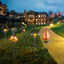 Солнечный СВЕТОДИОДНЫЙ светильник с пламенем, лампа с лужайкой, уличные садовые на солнечных батареях, огни для дорожек, лужайка, путь, водонепроницаемая светодиодная лампа для наружного освещения