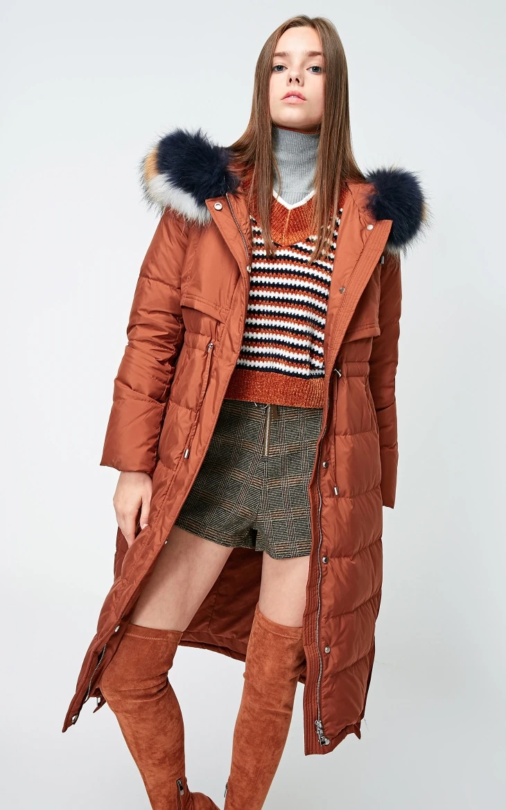 Vero Moda женский 90% белый утиный пух цвет енота мех длинный пуховик парка пальто | 318412510