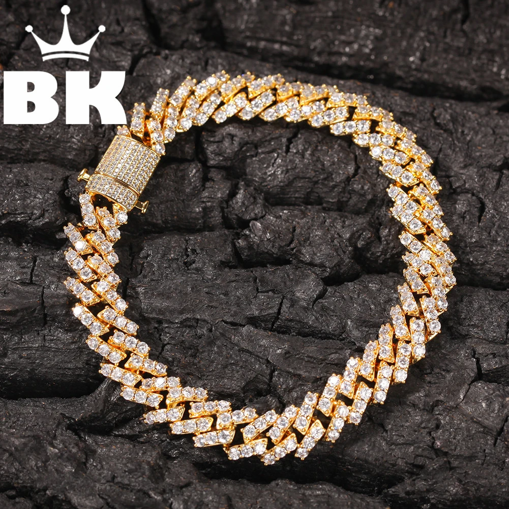 

Кубинская цепочка, 9,6 мм, с фианитами, 8 дюймов