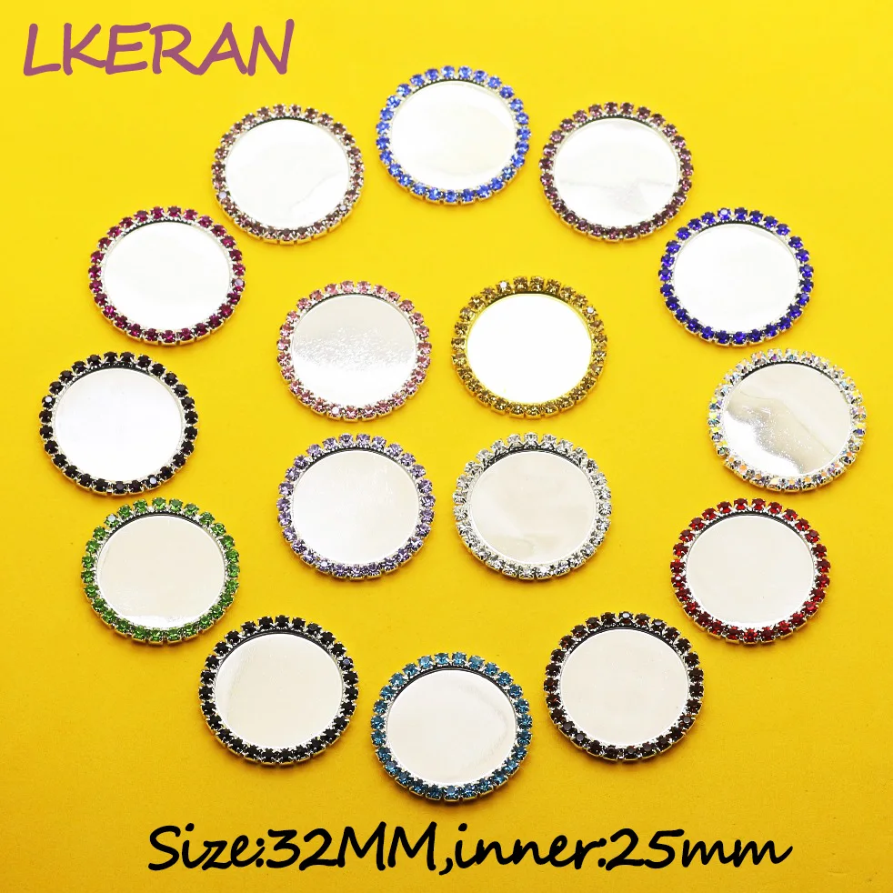 LKERAN 100Pcs/lot 25mm/1 inch Metal Rhinestone Button Bottle Cap Tray 16 colors Crystal DIY Handmade Craft Decoration Accessorie 2