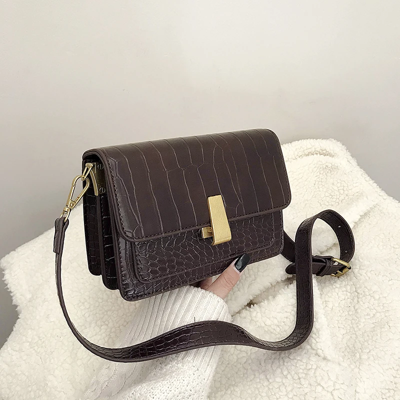 

New Stone Pattern PU Leather Crossbody Bags For Women Mini Shoulder Messenger Bag Female Travel Handbags and Purses Vintage