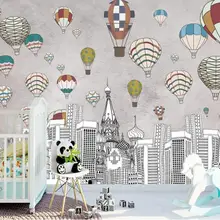 Пользовательские обои настенные фотообои Мультфильм Дети горячий воздушный шар карта спальня фон стены