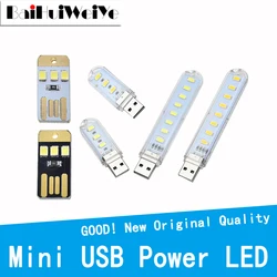 Mini lâmpada de mesa portátil usb, 5 peças luz noturna para carregador pc notebook leitura luz branca quente lâmpada de acampamento