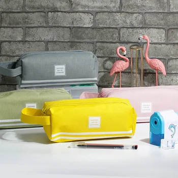 

4 PCs Large Capacity Double-Sided Canvas Pencil Case Red Solid Color Stationery Pack Student Pencil Case Stationery Wholesale