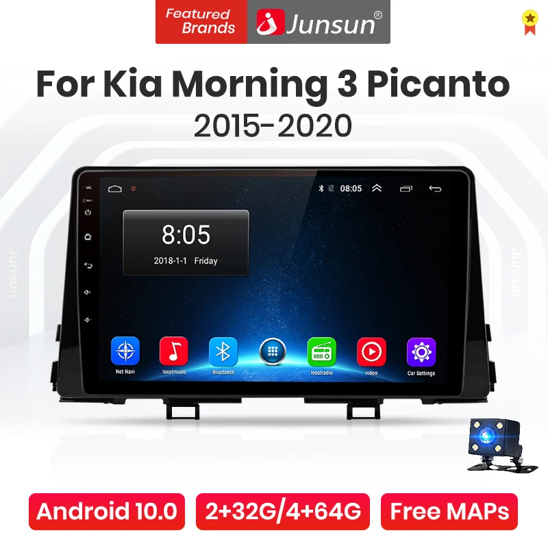 Junsun V1 Pro 4G Android 10 0 + 64G автомобиля радио мультимедиа для Kia Утро 3 пиканто 2017 2018-2020 GPS