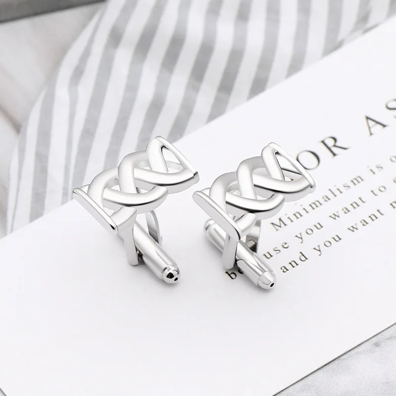 

Hot Sales Men Shirt Creative Geometry Texture Cross Lines Cufflinks Metal Accessories