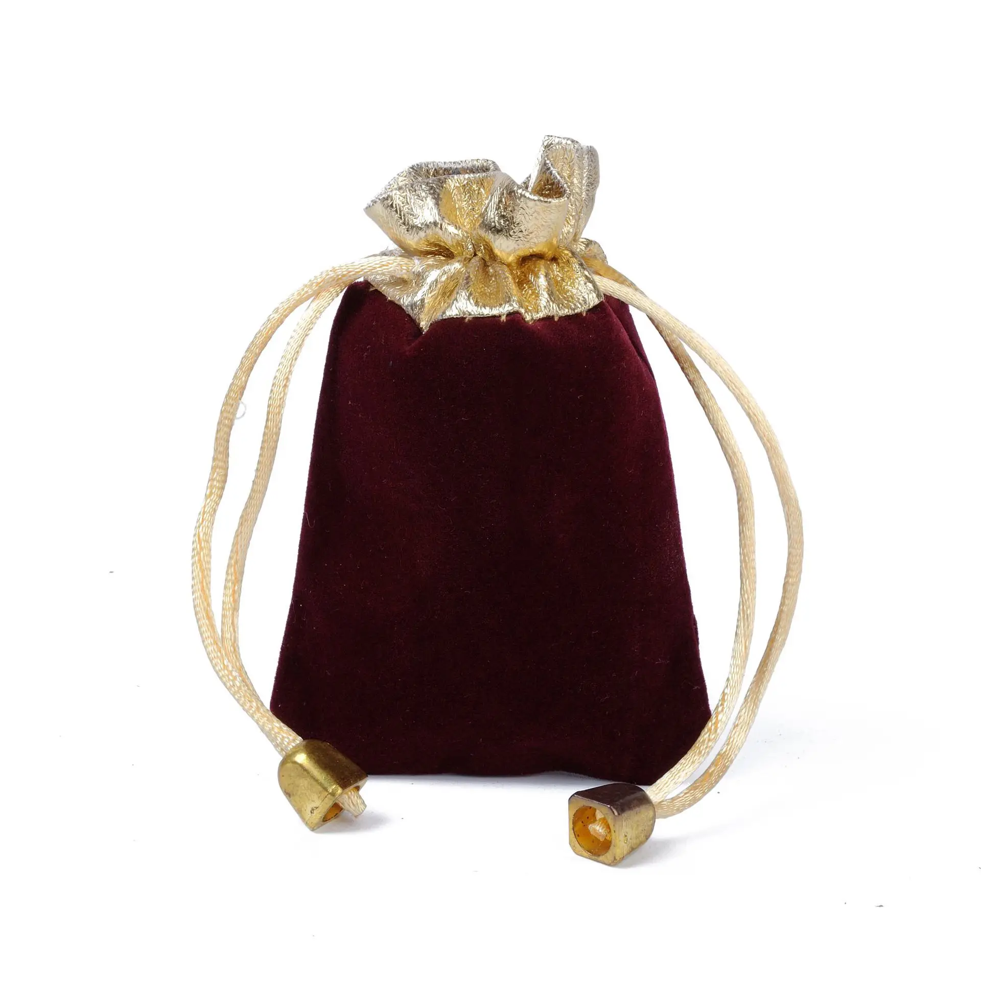 100pcs/lot 7x9cm Gold Opening Christmas Bell Drawstring Velvet Pouches For Jewelry Bags Pearls Beads Storage Packaging Bag